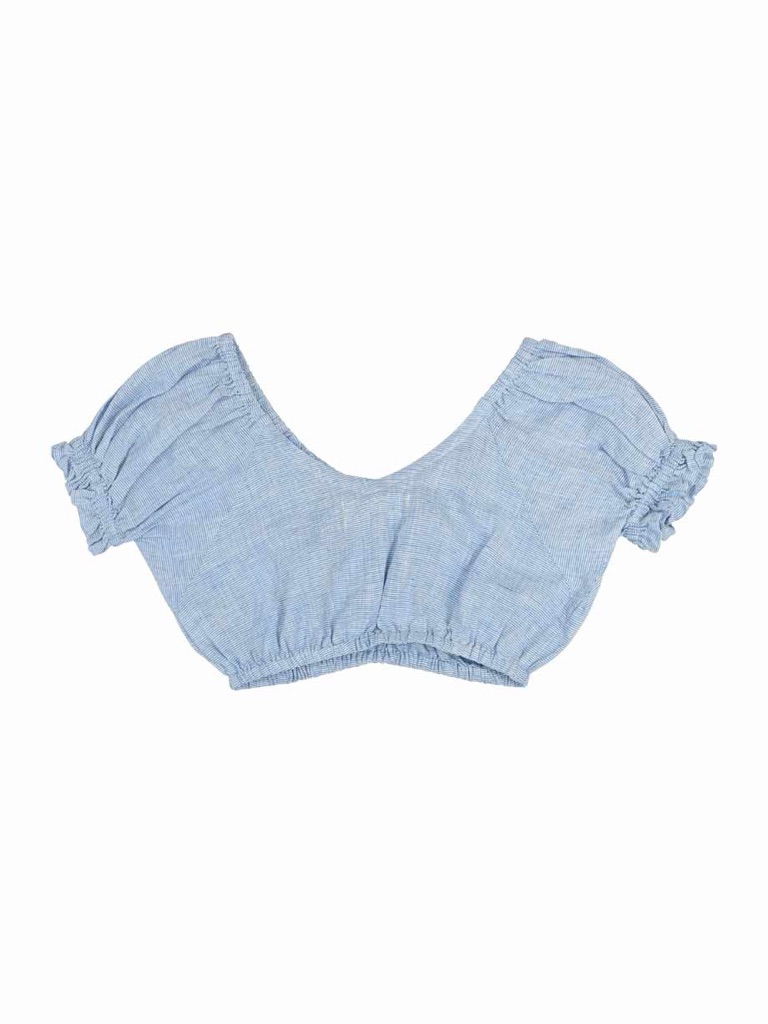 Nwt Mara Hoffman Light Blue Puff Sleeve Crop Top | $265 Msrp